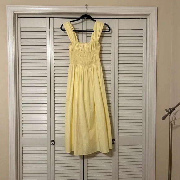STAUD Yellow Smocked Pleated Sundress - Picture 2 of 2